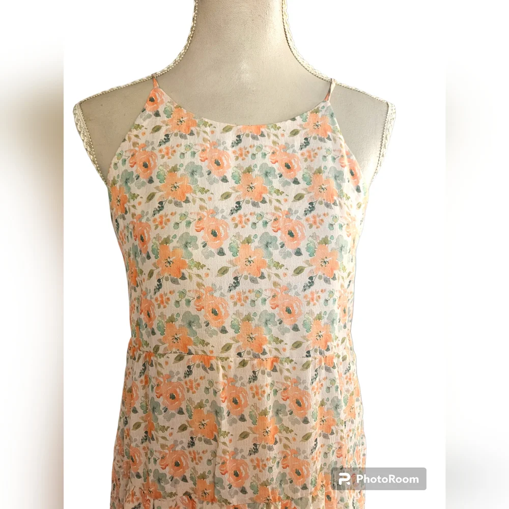 Yours Truley | Spring Maxi Dress | Size 10| POCKETS | Orange and green flowers| - Picture 3 of 6